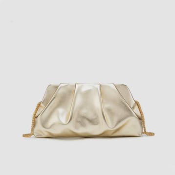 Luxe Plissé Avondtas met Gouden Ketting - Clutch & Schoudert, Verzenden, Nieuw