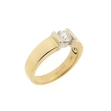 Christ bicolor gouden solitair ring met diamant 1,01 ct., Gebruikt, 20 of groter, Ophalen of Verzenden, Dame of Heer