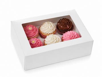 HoM Cupcake Doosje 6 Wit (incl. tray met venster) 2st., Verzenden, Nieuw