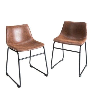 Industrieel design stoel DJANGO vintage bruin met ijzeren, Huis en Inrichting, Ophalen of Verzenden, Nieuw