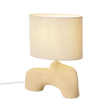 Wabi Sabi tafellamp beige met linen kap 35cm - Florence, Verzenden, Nieuw, Keramiek