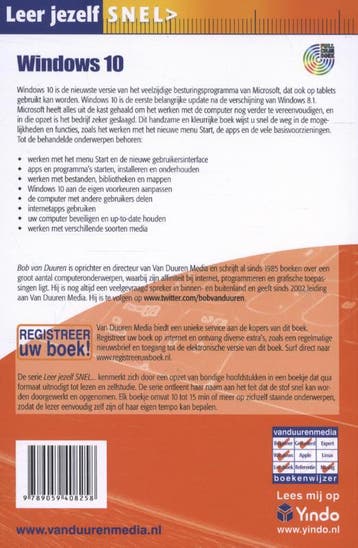 Windows 10 / Leer jezelf SNEL... 9789059408258, Boeken, Verzenden, Zo goed als nieuw, Bob van Duuren