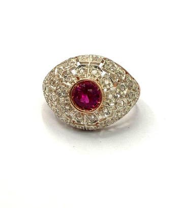 Zonder minimumprijs - Ring - 9 kt. Roségoud, Zilver Spinel -, Nieuw