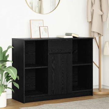 vidaXL Dressoir met lade 101x35x76 cm spaanplaat zwart, Verzenden, Nieuw, Overige houtsoorten, Minder dan 50 cm