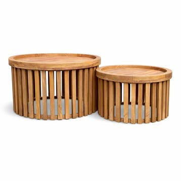 Salontafel set Anna mango naturel of zwart Laagste prijs !, Overige materialen, 50 tot 100 cm, Verzenden, Rond