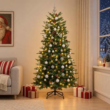 vidaXL Kunstkerstboom met Ballen 180 cm 300 LEDs Warmwit PE, Verzenden, Nieuw