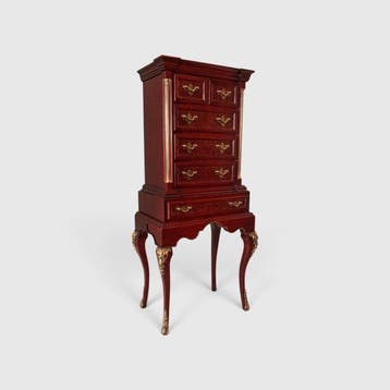 Kabinet - Een sieradenkast in Queen Anne-stijl van mahonie