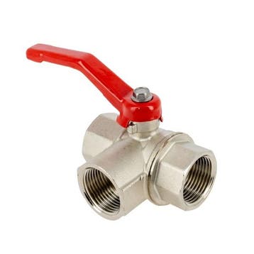 BONFIX Kogelkraan 3x bi.dr. L-Kogel 1/2 - rode hendel - PN16, Doe-het-zelf en Verbouw, Buizen en Afvoer, Ophalen of Verzenden