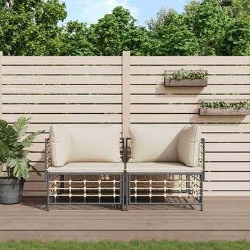 vidaXL Hoekbanken sectioneel met kussens 2 st poly rattan, Verzenden, Nieuw