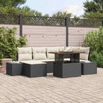 vidaXL Tuin Sofa Set met opslag 7 pcs Zwart Poly riet, Verzenden, Nieuw, Rotan