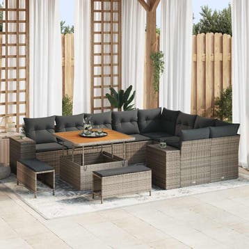 vidaXL Tuin Sofa Set 12 st Grijs poly rattan, Verzenden, Nieuw, 2 zitplaatsen