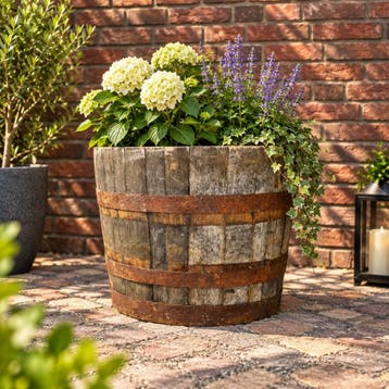 Halve whiskyvaten - bloembakken - ROBUUST, Tuin en Terras, Rond, Nieuw, Ophalen of Verzenden, Balkon