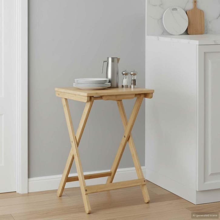 vidaXL Keuken Tafel Naturel 40 x 30 x 53,5 cm Bamboe, Huis en Inrichting, Tafels | Eettafels, Nieuw, Verzenden