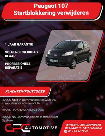 Peugeot 107 Startblokkering verwijderen B2799, Ophalen of Verzenden, Nieuw