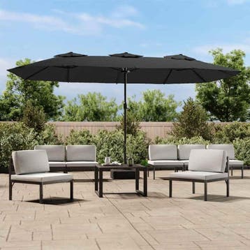vidaXL Parasol dubbel 449x265 cm antracietkleurig, Verzenden, Nieuw, 2 tot 3 meter