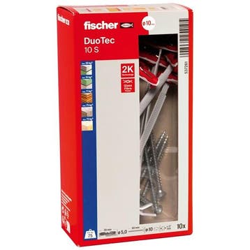 Hollewandplug met schroef | Fischer DuoTec | 10 stuks, Verzenden, Nieuw