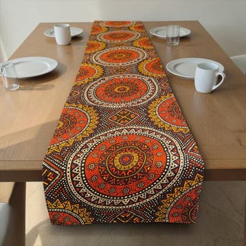 Afrikaanse print tafelloper - Tafelkleed - Oranje en Bruin S, Ophalen of Verzenden, Nieuw