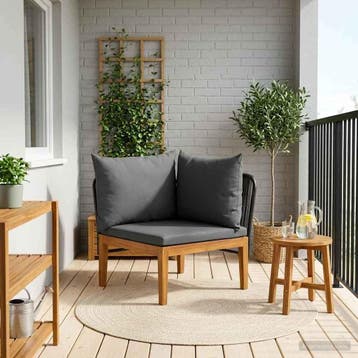 vidaXL Tuin Hoek Sofa met Kussens Massief acaciahout & touw, Verzenden, Nieuw