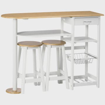 Bartafel Set met 2 Krukjes, Lade, Planken, Mand en Flessenre, Verzenden, Nieuw