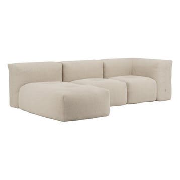 Soft Sofa Indoor 3 Seater + Lounger - Teddy Beige, Verzenden, Nieuw, Beige, Zitzak
