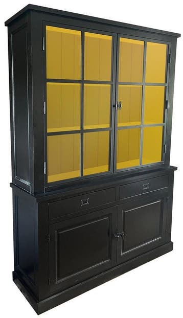 Buffetkast Soest zwart - goud met stalen deuren 150cm, Ophalen of Verzenden, Nieuw