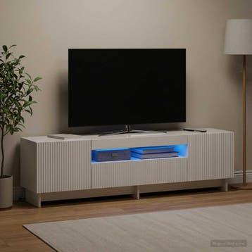 vidaXL LED tv-meubel EDE 153 x 35 x 43 cm Hoogglans Wit, Huis en Inrichting, Minder dan 50 cm, Verzenden, Nieuw, Minder dan 100 cm