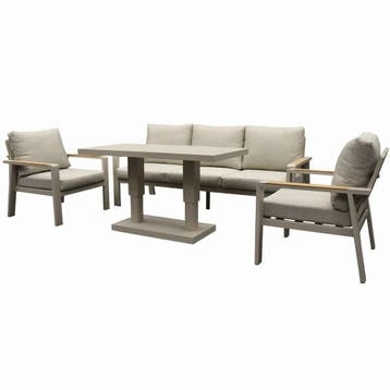Lola stoel bank dining loungeset 4 delig verstelbare tafel, Ophalen of Verzenden, Nieuw, Aluminium