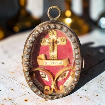 Reliekhouder - Messing, Glas, Textiel - 20e eeuw - Heilige