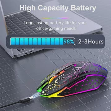 Ergonomische RGB Gaming Muis - Draadloos (2.4G & Bluetooth),, Computers en Software, Muizen, Verzenden, Nieuw