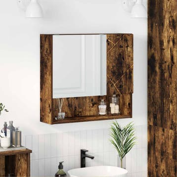 vidaXL Spiegelkast Gerookt eiken 59 x 17 x 55 cm Bewerkt, Verzenden, Nieuw