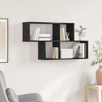 vidaXL Wandplank Muurmontage Zwart Bewerkt hout, Huis en Inrichting, Verzenden, Nieuw