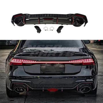 Diffuser With Black Exhaust Tips Voor Audi A7 S Line/S7 C8, Auto-onderdelen, Ophalen of Verzenden, Nieuw