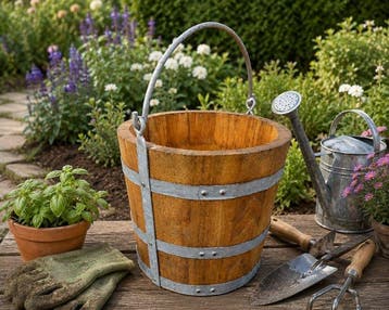 West-Aziatisch Hout zware houten emmer - 50 cm (Zonder