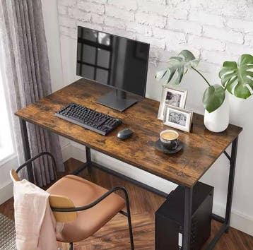 Compact industrieel bureau 120 cm met metalen onderstel, Verzenden, Nieuw