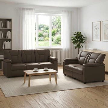 vidaXL Bankstel 2 pcs Grijs Kunstleer, Verzenden, Nieuw, Leer, 150 tot 200 cm