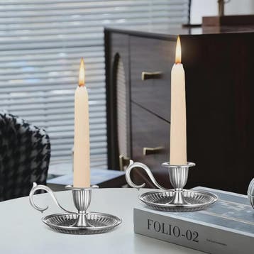 Vintage Metalen Kandelaar met Handvat - Stijlvolle Kaarsenho, Verzenden, Nieuw