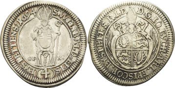4 Kreuzer (batzen) 1694, Eichstaett-bistum Johann Euchari..., Verzenden