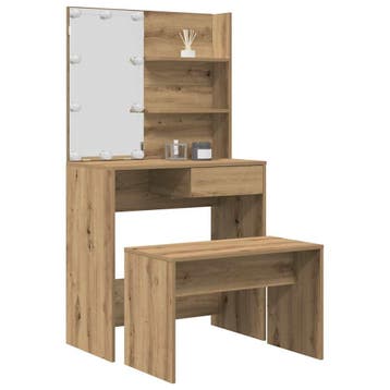 vidaXL Kaptafelset met LED-verlichting bewerkt hout, Verzenden, Nieuw