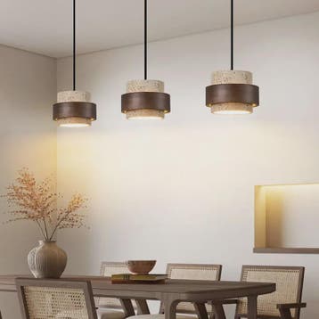 Moderne LED Hanglamp Hout & Natuursteen - Verstelbaar - Sfee, Verzenden, Nieuw
