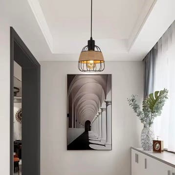 Nieuwe Vintage Lantaarn Hanglamp – Industriële Plafondlamp, Verzenden, Nieuw, Hout