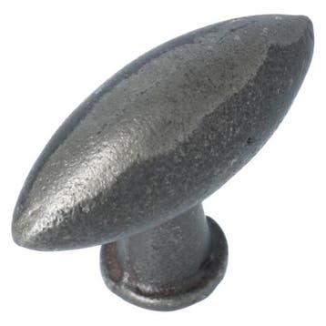 Knop ovaal ijzer blank, Verzenden, Nieuw