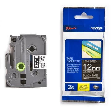 Brother TZe-335 tape wit op zwart 12 mm (origineel), Verzenden, Nieuw, Printertape, Brother