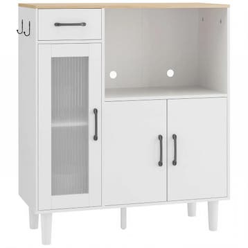 Sideboard Keukenkast Met Lade, 2 Kasten, Open Vak, Geribbeld, Verzenden, Nieuw