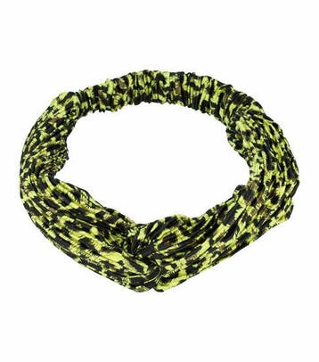 Haarband Twist 5cm – Panterprint – Plissé Stof – Groen, Nieuw