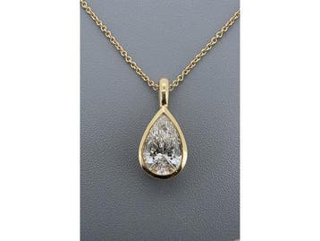 Veiling - Elegante gouden druppelhanger met diamant, Nieuw
