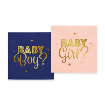 Gender Reveal Servetten Blauw Roze 33cm (20st), Ophalen of Verzenden, Nieuw