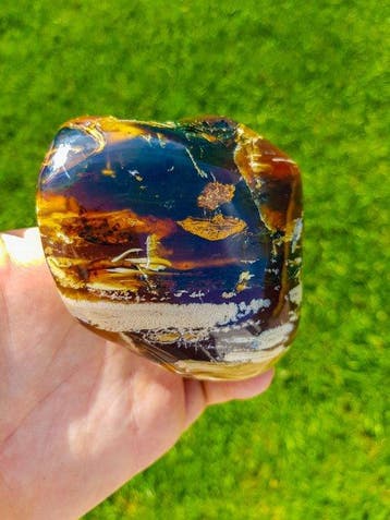 Amber - Barnsteen - HQ Freeform Blauwe Barnsteen - 8 cm - 8