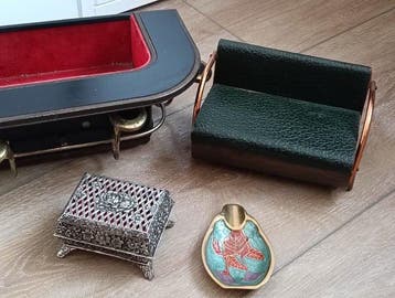 Kaptafel (4) - Bont, Hout, Verguld brons, Metaal - Lot van 4, Antiek en Kunst