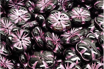 2 x Tsjechische Glaskralen Apple Flower Pressed Beads 14x..., Ophalen of Verzenden, Nieuw, Kraal