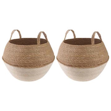 vidaXL Plantenpot met handvatten 2 st Wit Ø 45 x 36 cm 100%, Verzenden, Nieuw, 30 tot 60 cm